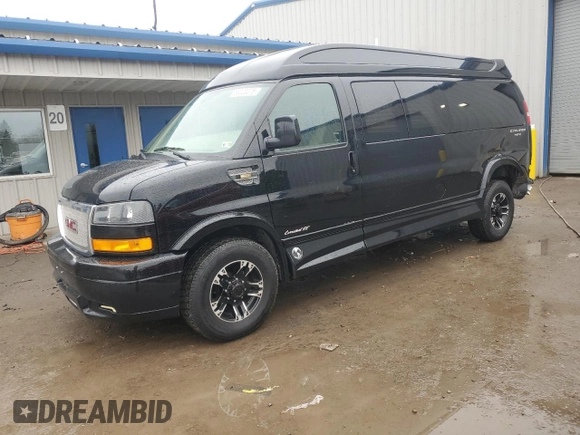 2018 GMC Savana Cargo Van with VIN 1GTW7BFG5J1160683, listed as a Copart auction lot 53020075 with 81,359 mi miles and Salvage Title. Bid and sale history available at carsss.com. Image 1.