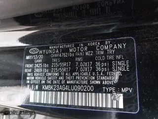 2020 Hyundai Kona Electric SEL with VIN KM8K23AG4LU090200, listed as a IAAI auction lot 41522935 with 34,904 mi miles. Bid and sale history available at carsss.com. Image 9.