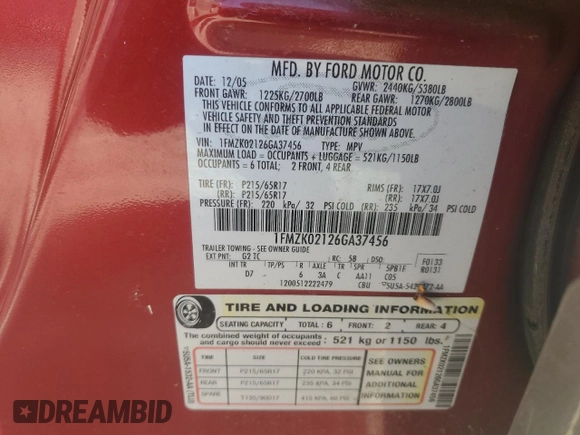 2006 Ford Freestyle SEL with VIN 1FMZK02126GA37456, listed as a Copart auction lot 74105394 with 0 mi miles and Non Repairable. Bid and sale history available at carsss.com. Image 13.