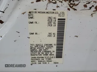 2022 Nissan Altima SV z VIN 1N4BL4DV4NN335565, wystawiony jako Copart lot #56685655 z przebiegiem 34 693 mil mil oraz Szkoda całkowita • Salvage title. Historia ofert i sprzedaży dostępna na DreamBid. Obrazek 13.