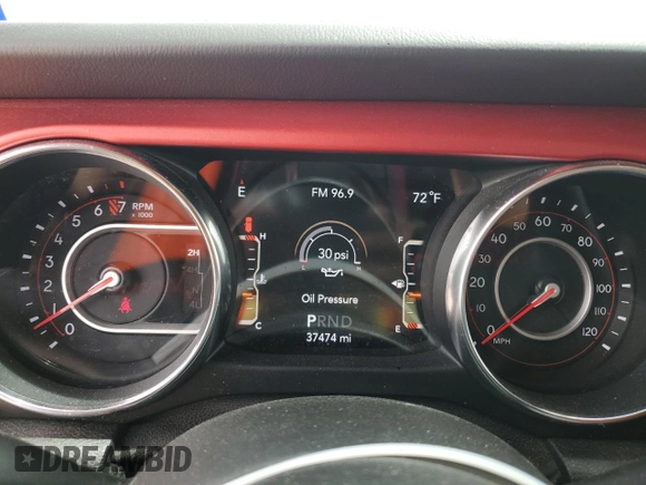 2019 Jeep Wrangler Unlimited Rubicon with VIN 1C4HJXFG4KW581967, listed as a Copart auction lot 53712235 with 37,474 mi miles and Salvage title. Bid and sale history available at DreamBid. Image 9.