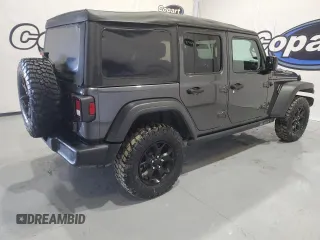 2021 Jeep Wrangler Unlimited Willys Sport with VIN 1C4HJXDN1MW679696, listed as a Copart auction lot 55693923 with 164,749 mi miles and Salvage title. Bid and sale history available at DreamBid. Image 3.
