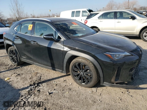 2021 Lexus UX with VIN JTHR9JBH4M2053802, listed as a Copart auction lot 48591765 with 46,150 mi miles and Salvage Title. Bid and sale history available at carsss.com. Image 4.