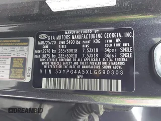 2020 Kia Sorento S z VIN 5XYPG4A5XLG690303, wystawiony jako IAAI lot #42070603 z przebiegiem 55 434 mil mil oraz . Historia ofert i sprzedaży dostępna na DreamBid. Obrazek 9.