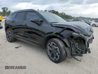 2022 Chevrolet Blazer RS with VIN 3GNKBERS0NS112129, listed as a Copart auction lot 55105345 with 27,600 mi miles and Salvage title. Bid and sale history available at DreamBid. Image 4.