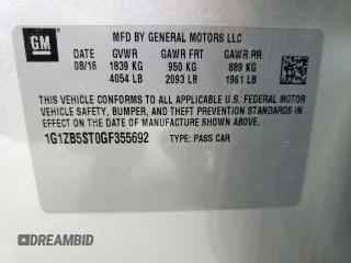 2016 Chevrolet Malibu LS with VIN 1G1ZB5ST0GF355692, listed as a Copart auction lot 54673455 with 60,066 mi miles and Clean title. Bid and sale history available at DreamBid. Image 12.