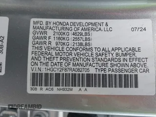 2024 Honda Accord Touring z VIN 1HGCY2F87RA082705, wystawiony jako IAAI lot #42194619 z przebiegiem 7 896 mil mil oraz . Historia ofert i sprzedaży dostępna na DreamBid. Obrazek 9.