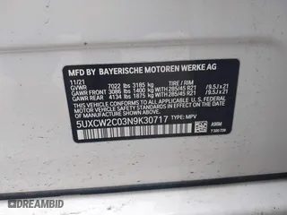 2022 BMW X7 xDrive40i with VIN 5UXCW2C03N9K30717, listed as a IAAI auction lot 41729944 with 47,997 mi miles. Bid and sale history available at carsss.com. Image 9.