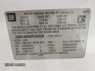 2015 GMC Terrain SLE with VIN 2GKFLWEK8F6300095, listed as a IAAI auction lot 42246530 with 150,879 mi miles and . Bid and sale history available at DreamBid. Image 9.