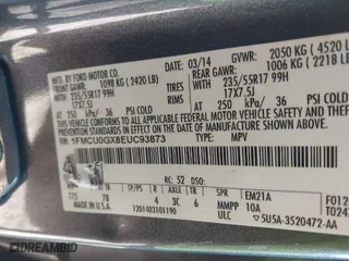 2014 Ford Escape SE with VIN 1FMCU0GX8EUC93873, listed as a IAAI auction lot 42046040 with 161,269 mi miles. Bid and sale history available at carsss.com. Image 9.
