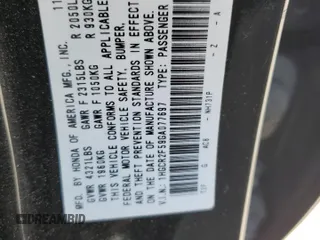 2016 Honda Accord Sport with VIN 1HGCR2F59GA077697, listed as a Copart auction lot 61050615 with 148,033 mi miles and Salvage title. Bid and sale history available at DreamBid. Image 12.