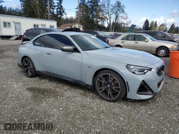 2022 BMW 2 Series M240i xDrive with VIN 3MW53CM09N8C33507, listed as a Copart auction lot 52458485 with 36,693 mi miles and Salvage title. Bid and sale history available at DreamBid. Image 4.