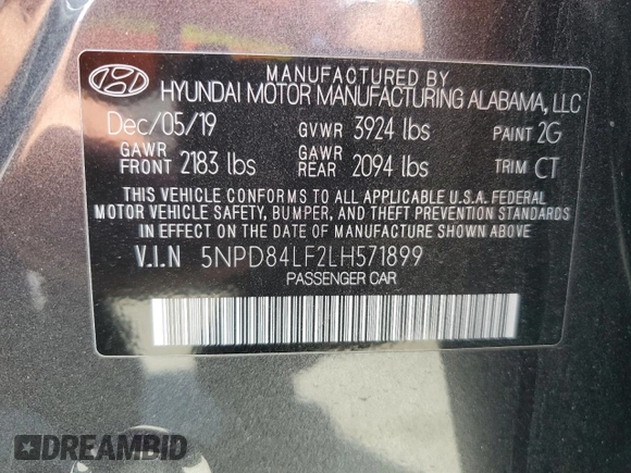 2020 Hyundai Elantra SEL z VIN 5NPD84LF2LH571899, wystawiony jako Copart lot #56017055 z przebiegiem 86 458 mil mil oraz Szkoda całkowita • Salvage title. Historia ofert i sprzedaży dostępna na DreamBid. Obrazek 12.