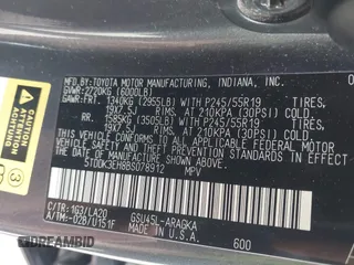 2011 Toyota Highlander Limited with VIN 5TDDK3EH8BS078912, listed as a IAAI auction lot 41706469 with 242,651 mi miles and . Bid and sale history available at DreamBid. Image 9.