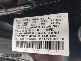 2015 Acura TLX Technology with VIN 19UUB1F50FA006163, listed as a IAAI auction lot 42279681 with 131,280 mi miles and . Bid and sale history available at DreamBid. Image 9.