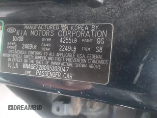 2009 Kia Optima LX z VIN KNAGE228095303047, wystawiony jako IAAI lot #41128475 z przebiegiem 165 317 mil mil oraz . Historia ofert i sprzedaży dostępna na DreamBid. Obrazek 9.