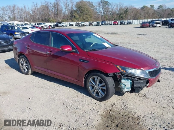2013 Kia Optima EX with VIN 5XXGN4A72DG165295, listed as a IAAI auction lot 41269214 with 167,001 mi miles. Bid and sale history available at carsss.com. Image 1.