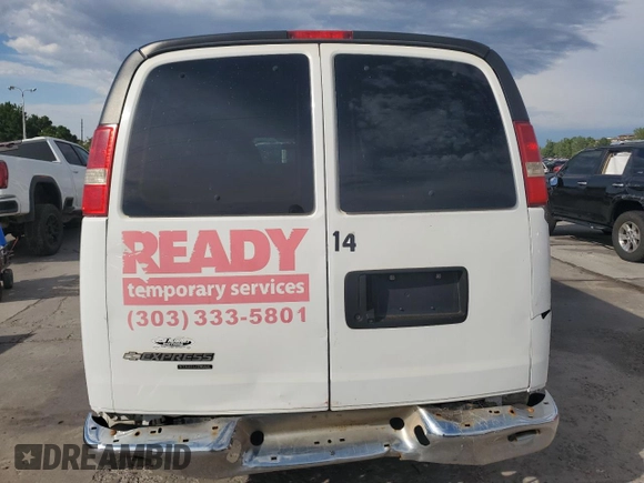 2013 Chevrolet Express Passenger LT with VIN 1GAZG1FG1D1121397, listed as a Copart auction lot 64763735 with Not provided miles and Clean title. Bid and sale history available at DreamBid. Image 6.