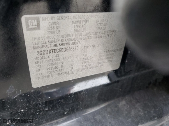 2014 Chevrolet Silverado 1500 High Country with VIN 3GCUKTEC6EG546370, listed as a Copart auction lot 42650255 with 178,487 mi miles and Salvage Title. Bid and sale history available at carsss.com. Image 12.
