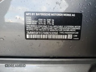 2024 BMW 3 Series 330i with VIN 3MW69FF07R8E53350, listed as a Copart auction lot 82477514 with 0 mi miles and Salvage Title. Bid and sale history available at carsss.com. Image 12.