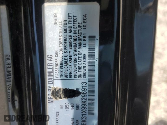 2009 Smart fortwo Passion with VIN WMEEK31X99K296913, listed as a Copart auction lot 61491365 with 93,211 mi miles and Salvage title. Bid and sale history available at DreamBid. Image 12.
