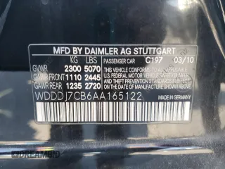 2010 Mercedes-Benz CLS 550 с VIN WDDDJ7CB6AA165122, выставлен на аукционе Copart как лот 62373705 с пробегом 64 147 миль миль и Списание • Salvage title. История ставок и продаж доступна на DreamBid. Изображение 12.