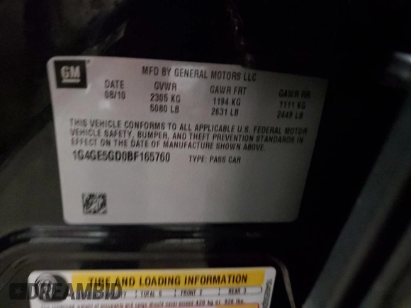 2011 Buick LaCrosse CXS with VIN 1G4GE5GD0BF165760, listed as a Copart auction lot 83644284 with 90,188 mi miles and Salvage Title. Bid and sale history available at carsss.com. Image 13.