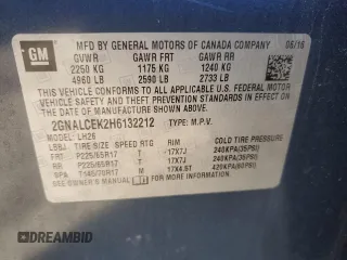 2017 Chevrolet Equinox LT with VIN 2GNALCEK2H6132212, listed as a Copart auction lot 50062105 with 54,660 mi miles and Salvage Title. Bid and sale history available at carsss.com. Image 13.
