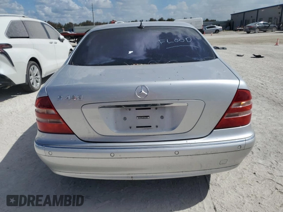 2001 Mercedes-Benz S-Class with VIN WDBNG70J11A192431, listed as a Copart auction lot 77662564 with 0 mi miles and Salvage Title. Bid and sale history available at carsss.com. Image 6.