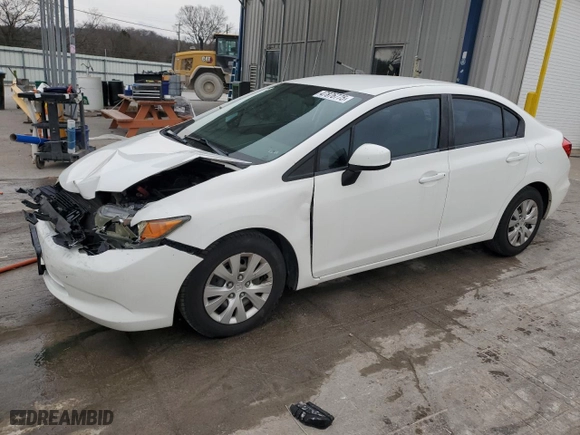 2012 Honda Civic Sdn LX with VIN 19XFB2F55CE328870, listed as a Copart auction lot 47876775 with 109,497 mi miles and Clean Title. Bid and sale history available at carsss.com. Image 1.
