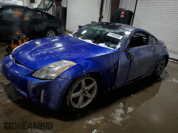 2005 Nissan 350Z Touring with VIN JN1AZ34D15M601512, listed as a Copart auction lot 41463465 with 75,105 mi miles and Salvage Title. Bid and sale history available at carsss.com. Image 1.