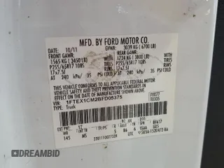 2011 Ford F-150 XL с VIN 1FTEX1CM2BFD05375, выставлен на аукционе Copart как лот 57682675 с пробегом 220 217 миль миль и Чистый • Clean title. История ставок и продаж доступна на DreamBid. Изображение 12.
