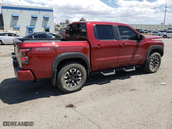 2023 Nissan Frontier PRO-4X with VIN 1N6ED1EK2PN618618, listed as a Copart auction lot 57197604 with 25,362 mi miles and Salvage Title. Bid and sale history available at carsss.com. Image 3.