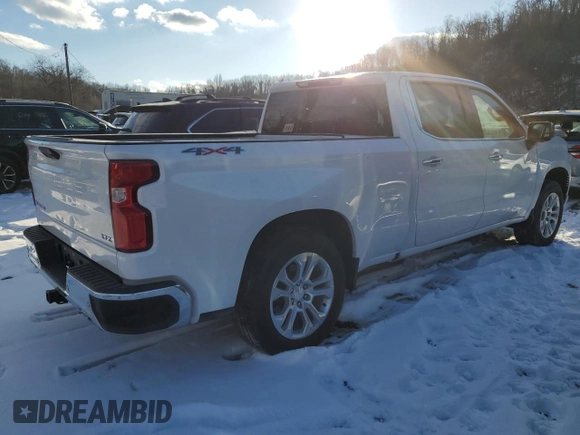 2023 Chevrolet Silverado 1500 LTZ with VIN 3GCUDGE83PG349351, listed as a Copart auction lot 42581085 with 25,034 mi miles and Salvage Title. Bid and sale history available at carsss.com. Image 3.