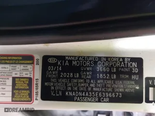 2014 Kia Rio EX with VIN KNADN4A35E6396673, listed as a IAAI auction lot 41964655 with 159,644 mi miles. Bid and sale history available at carsss.com. Image 9.