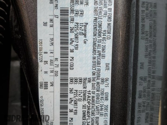 2015 Ford Focus Electric with VIN 1FADP3R40FL348785, listed as a Copart auction lot 84516374 with 85,633 mi miles and Salvage title. Bid and sale history available at DreamBid. Image 12.