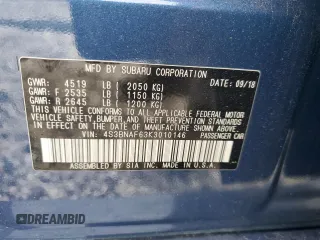 2019 Subaru Legacy Premium with VIN 4S3BNAF63K3010146, listed as a Copart auction lot 57782815 with 125,056 mi miles and Salvage title. Bid and sale history available at DreamBid. Image 13.