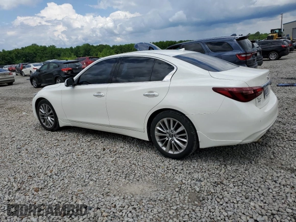 2021 Infiniti Q50 Luxe with VIN JN1EV7BR5MM753035, listed as a Copart auction lot 58970045 with 62,927 mi miles and Salvage title. Bid and sale history available at DreamBid. Image 2.