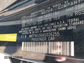 2019 Genesis G80 3.3T Sport with VIN KMTFN4JB6KU326255, listed as a IAAI auction lot 41154949 with 74,524 mi miles. Bid and sale history available at carsss.com. Image 9.