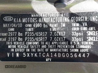 2011 Kia Sorento LX with VIN 5XYKTCA14BG056447, listed as a IAAI auction lot 42212972 with 207,258 mi miles. Bid and sale history available at carsss.com. Image 9.