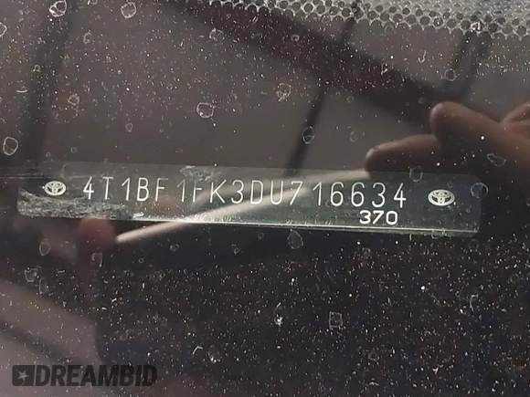 2013 Toyota Camry L with VIN 4T1BF1FK3DU716634, listed as a IAAI auction lot 41759908 with 118,955 mi miles. Bid and sale history available at carsss.com. Image 17.