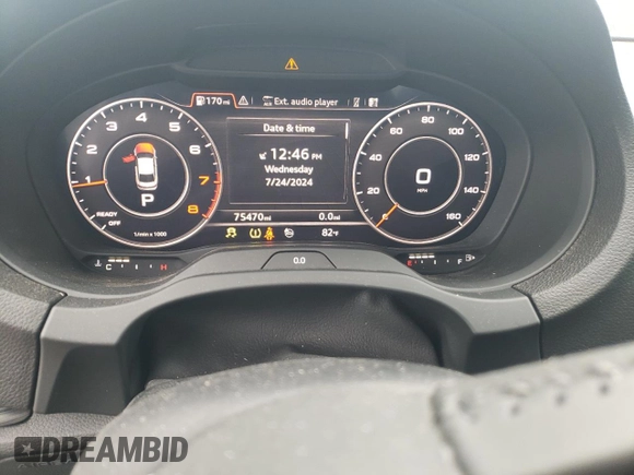 2017 Audi A3 Premium Plus with VIN WAUJ8GFF0H1029924, listed as a Copart auction lot 64680674 with 75,470 mi miles and Salvage Title. Bid and sale history available at DreamBid. Image 9.