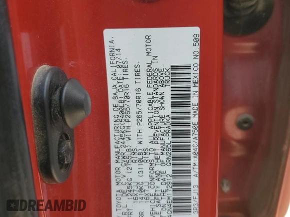 2014 Toyota Tacoma PreRunner с VIN 3TMJU4GN4EM172912, выставлен на аукционе Copart как лот 60724505 с пробегом 143 240 миль миль и Списание • Salvage title. История ставок и продаж доступна на DreamBid. Изображение 12.