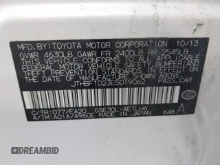 2014 Lexus IS 250 with VIN JTHBF1D23E5019062, listed as a IAAI auction lot 42451266 with 123,228 mi miles and . Bid and sale history available at DreamBid. Image 9.
