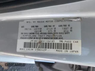 2017 Mazda 3 Touring with VIN JM1BN1V72H1106185, listed as a IAAI auction lot 42697405 with 110,324 mi miles and . Bid and sale history available at DreamBid. Image 9.