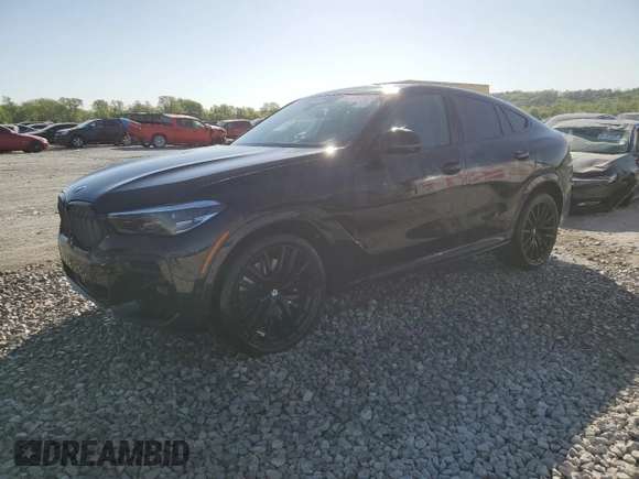 2023 BMW X6 M50i with VIN 5UXCY8C05P9N77000, listed as a Copart auction lot 50704703 with 5,062 mi miles. Bid and sale history available at carsss.com. Image 1.