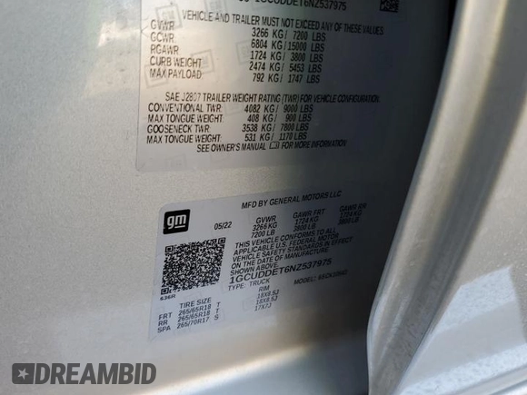 2022 Chevrolet Silverado 1500 LT with VIN 1GCUDDET6NZ537975, listed as a Copart auction lot 74848124 with Not Provided miles and Salvage Title. Bid and sale history available at DreamBid. Image 12.