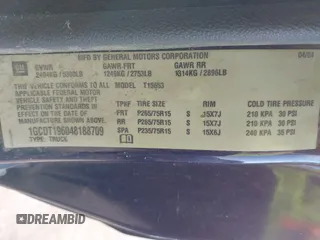 2004 Chevrolet Colorado LS Z71 with VIN 1GCDT196048188709, listed as a IAAI auction lot 41685930 with 153,673 mi miles. Bid and sale history available at carsss.com. Image 9.