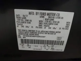 2017 Ford Explorer XLT с VIN 1FM5K8D86HGD63397, выставлен на аукционе IAAI как лот 42043606 с пробегом 129 261 миль миль и . История ставок и продаж доступна на DreamBid. Изображение 9.