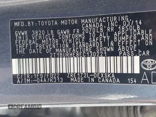 2014 Toyota Corolla L with VIN 2T1BURHE8EC130221, listed as a IAAI auction lot 42005669 with 135,725 mi miles and . Bid and sale history available at DreamBid. Image 9.